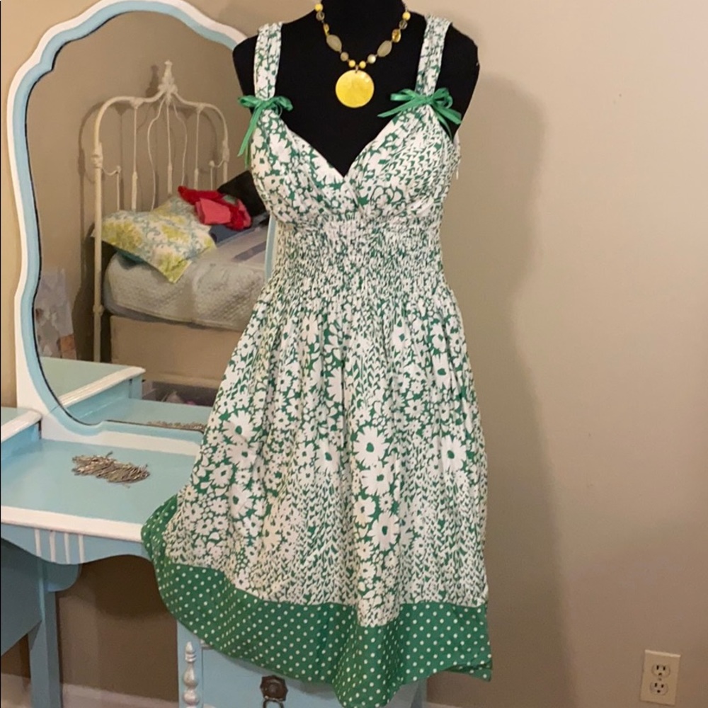 Pin up gal Oleg Cassini dress sz 8 green white